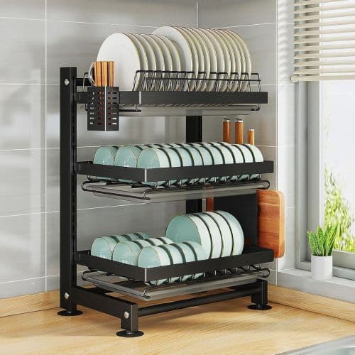 Escurridor de platos rack de 3 pisos - vista frontal