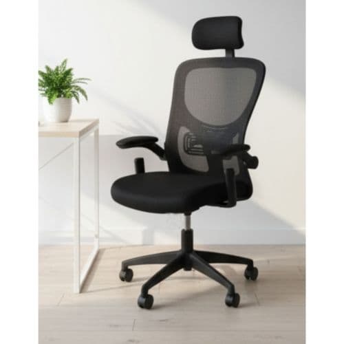Silla ergonómica de oficina con soporte de cabeza - vista frontal
